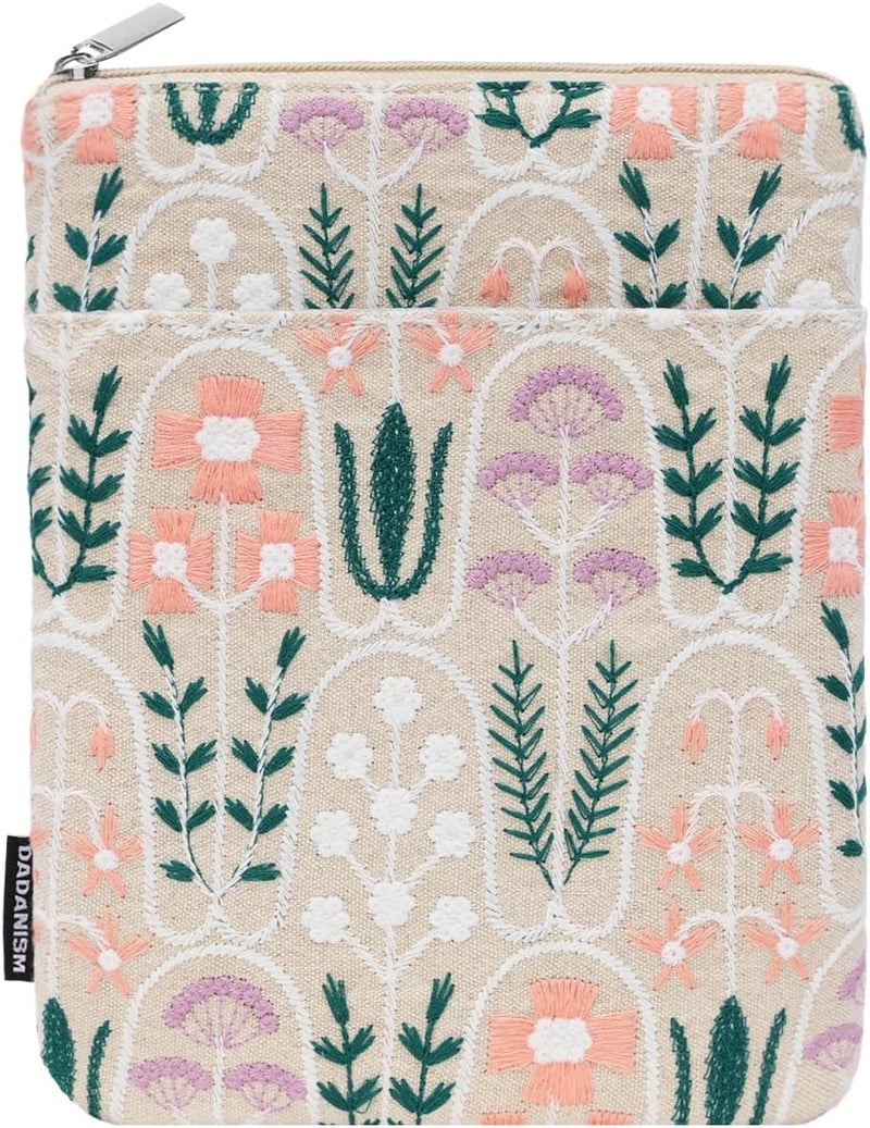 Dadanism Embroidered Daisy Padded Sleeve for All-New Kindle Paperwhite, 7" Kindle Colorsoft Signature Edition, Protective Sleeve Case for 6" Kindle/Kindle Oasis/Kobo E-Reader, Beige Plants - Image 1